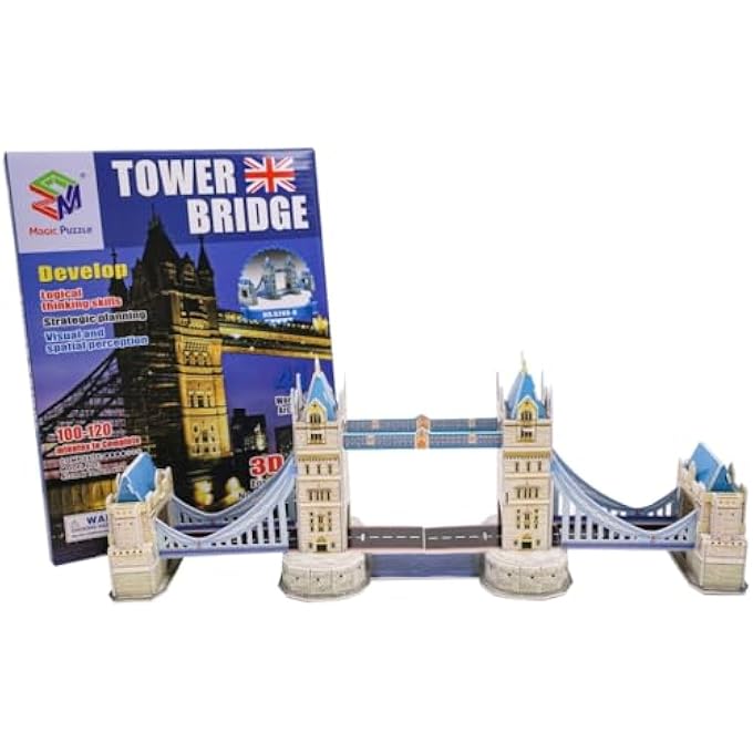 3D PUZZLE GLOBAL LANDMARKS TOWER BRIDGE GRAND UNIQUE & COLLECTIBLE MODEL ASSEMBLY BUILDING KIT FOR KIDS & ADULTS 41PCS - Image 1